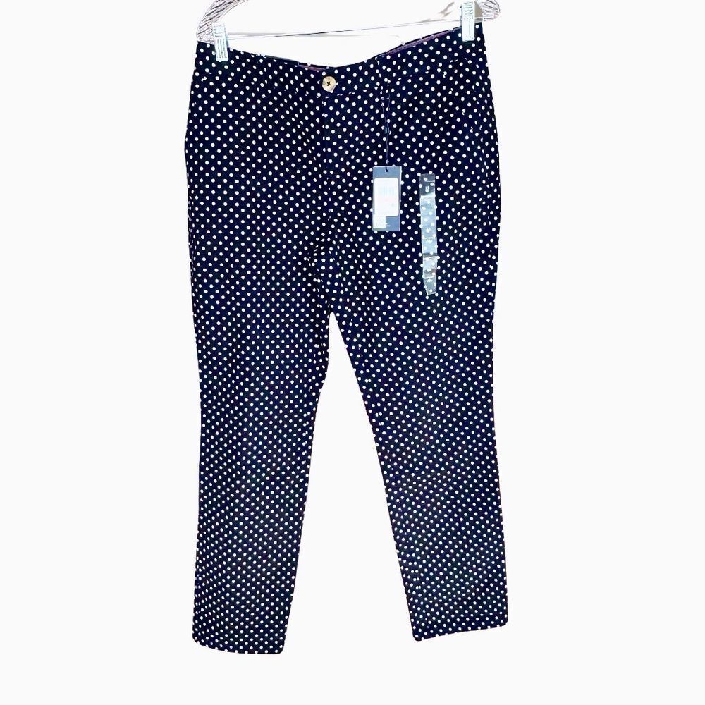 NWT Tommy Hilfiger Hampton-Heritage Pants Blue White Polka Dot Size 10